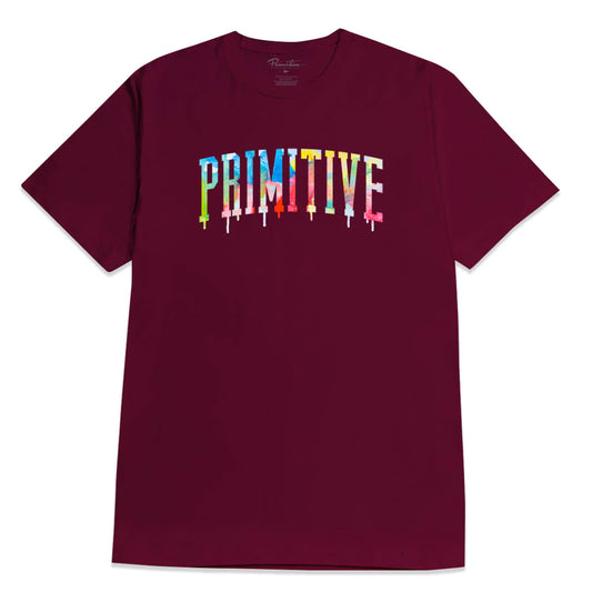 Shirts Primitive Skateboards Collegiate Drip T-Shirt Burgandy Primitive The Groove Skate Shop